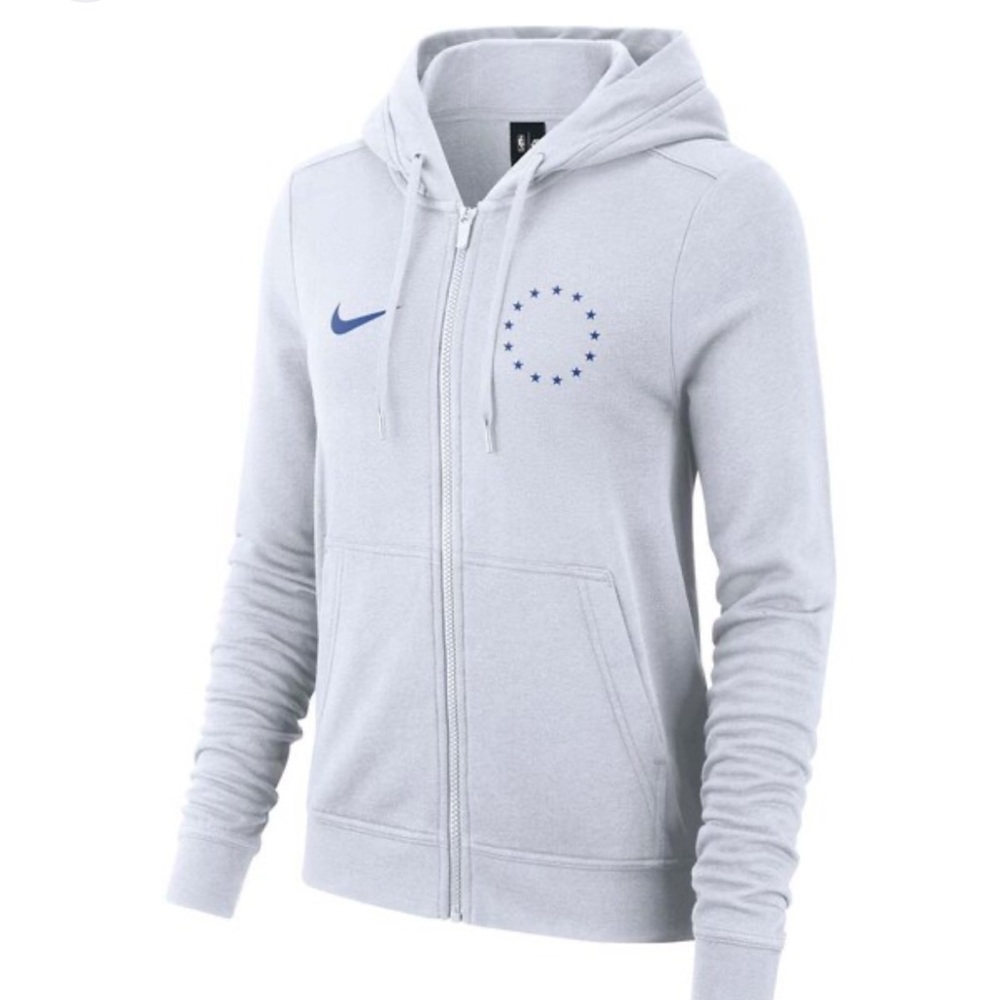 Nike White Gray Long Sleeve Relaxed Hoodie